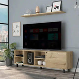 Valdivia Tv Stand For TV S , Four Open Shelves, Five Legs Light Oak - FrediZone